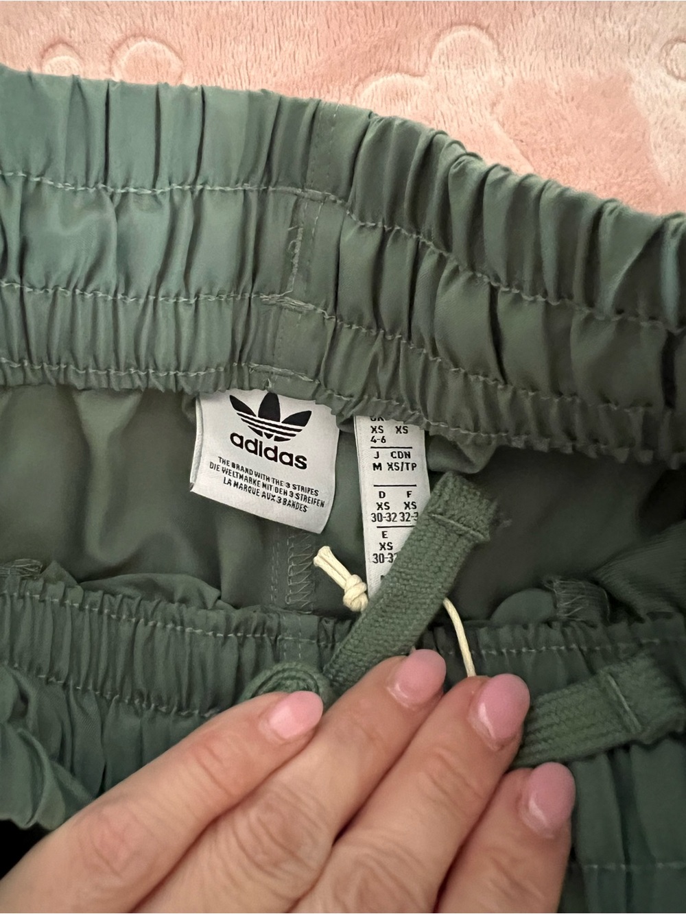 adidas Olive Green Drawstring Cargo Pants - Picture 2 of 4